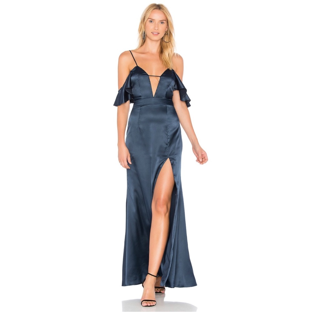 NBD Revolve Navy Niaa Maxi Gown Dress S